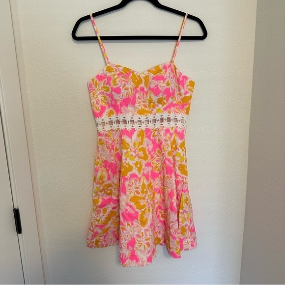 Lilly Pulitzer Lenore Dress Spaghetti Straps Size 2 Women’s Pink Orange Floral - Picture 3 of 11